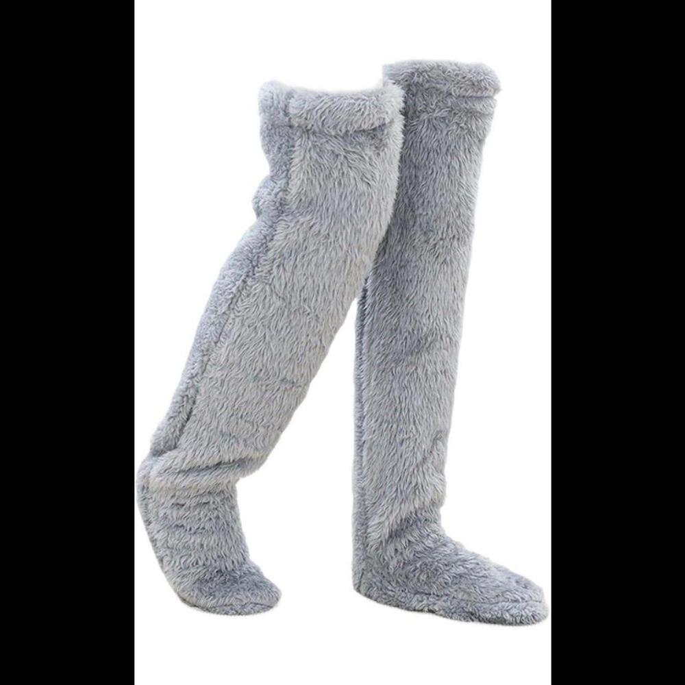 High Fuzzy Socks Over Knee Winter Leg Warmers Plush Slipper Sleeping Cozy Socks
